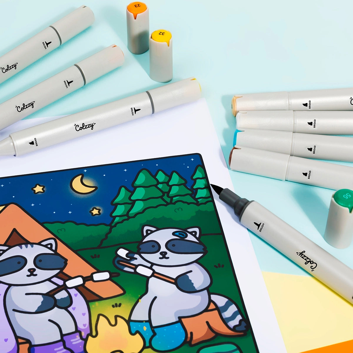 Premium markery artystyczne z tuszem alkoholowym – 128 kolorów